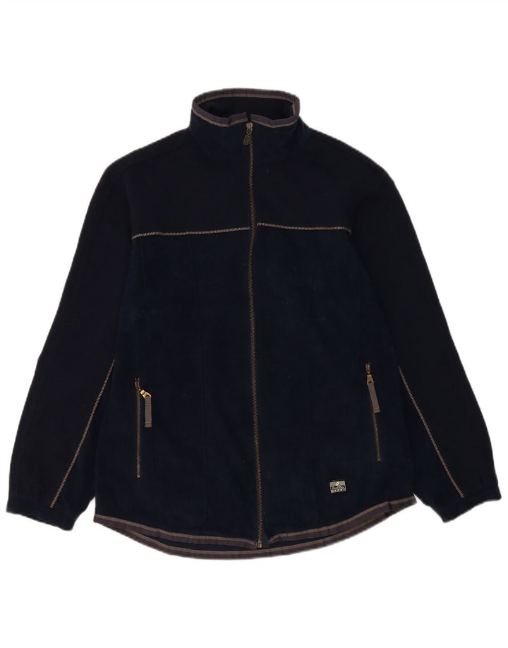 LOTTO Mens Fleece Jacket UK 38 Medium Navy Blue Colourblock Polyester