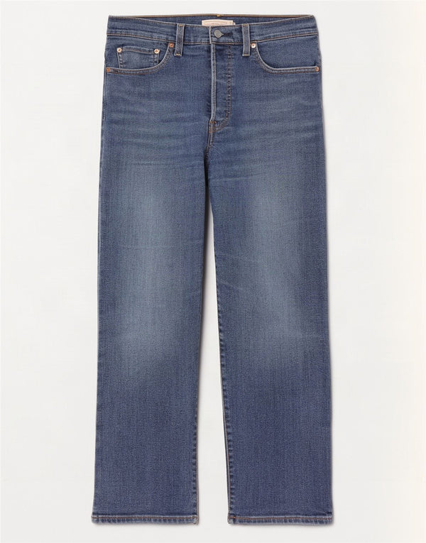 Levi's ženske ravne traperice s prsnim košem W27 L29 plavi pamuk