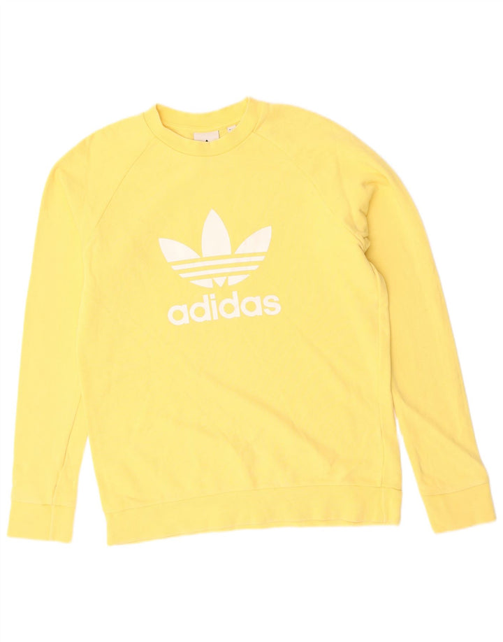 ADIDAS Mens Graphic Sweatshirt Jumper Small Yellow Cotton