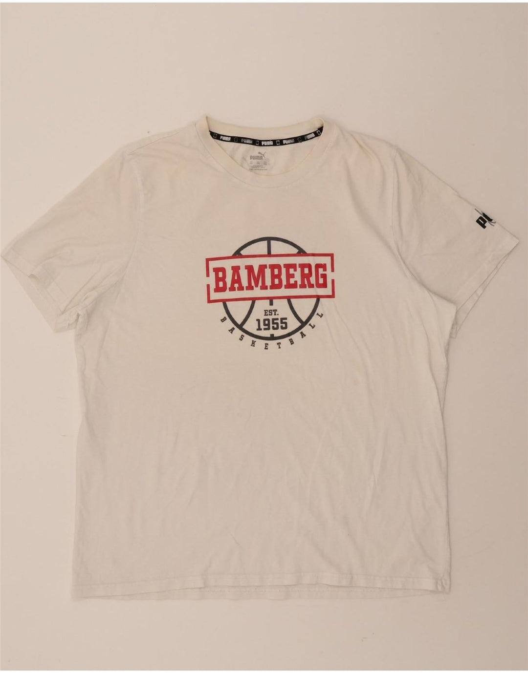 PUMA Mens Graphic T-Shirt Top 2XL White Vintage Puma and Second-Hand Puma from Messina Hembry 