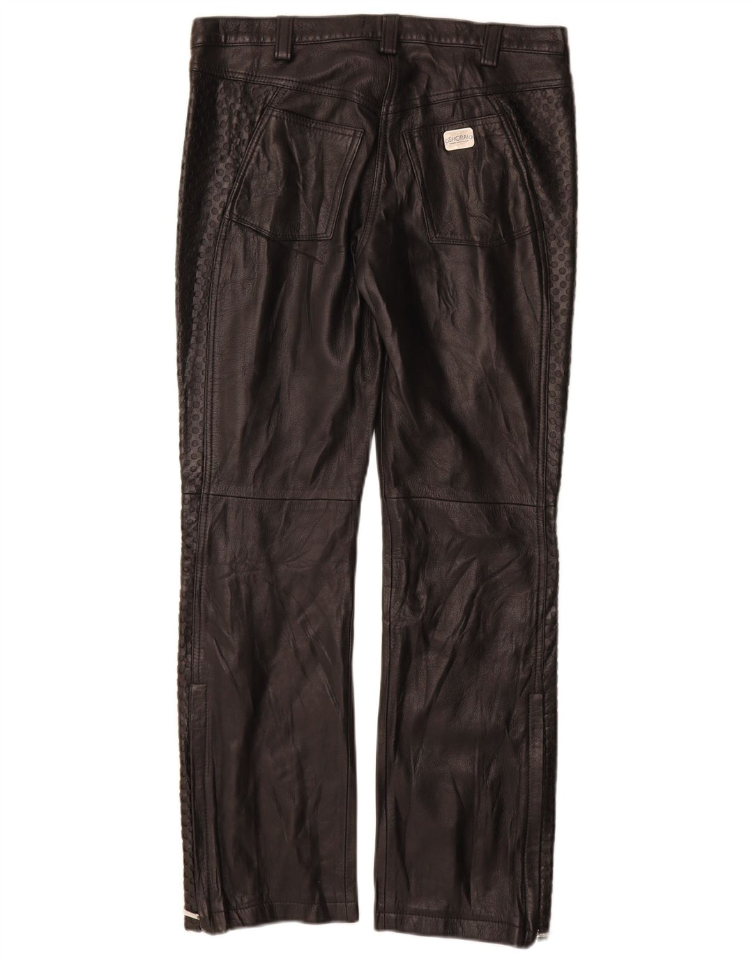 Vintage ženske ravne kožne hlače IT 42 srednje W28 L29 crna koža