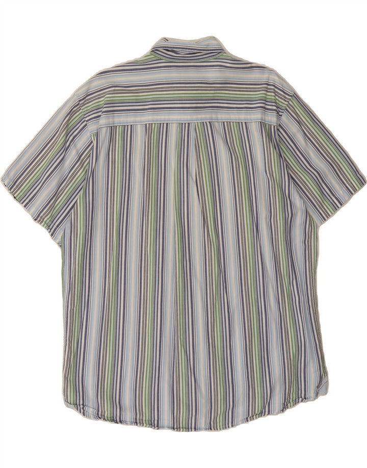 IZOD Mens Short Sleeve Shirt Large Blue Striped Cotton Vintage Izod and Second-Hand Izod from Messina Hembry 