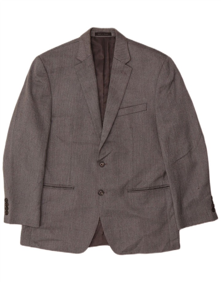 CHAPS Mens 2 Button Blazer Jacket IT 42 XL Grey Herringbone Rayon