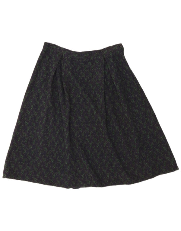 Vintage ženska suknja A-kroja W28 srednje tamnoplava paisley boja