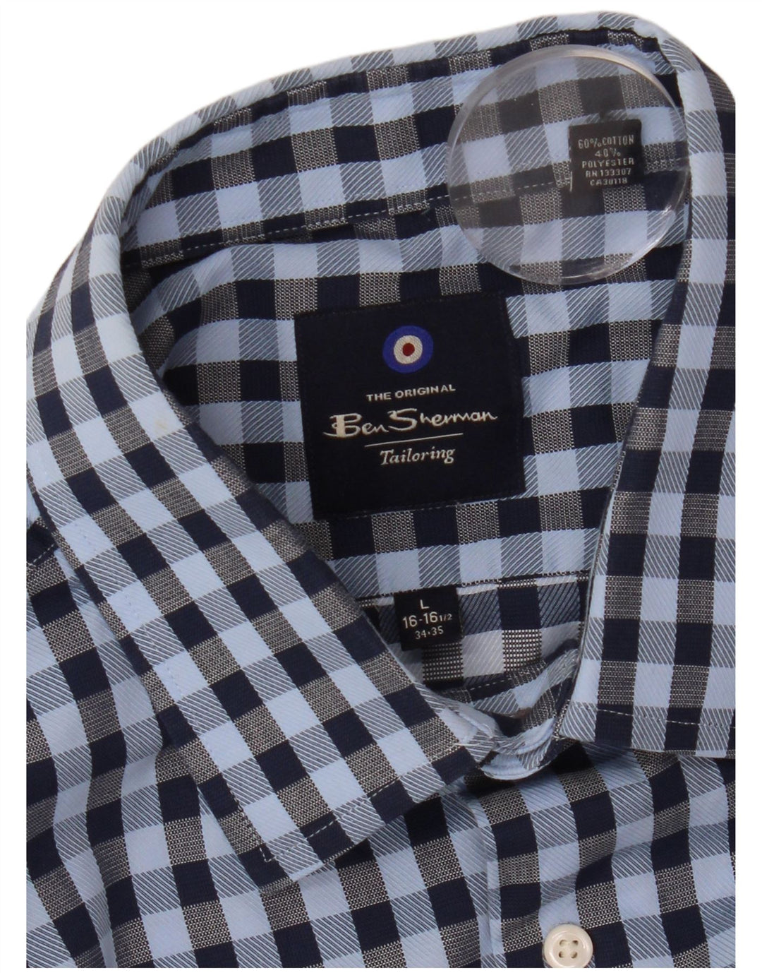 Ben Sherman muška košulja veličina 16 1/2 veliki plavi gingham pamuk