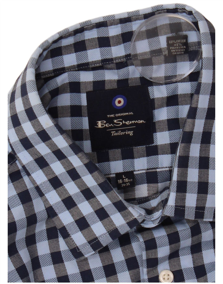 Ben Sherman muška košulja veličina 16 1/2 veliki plavi gingham pamuk