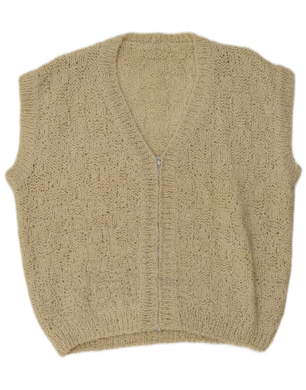 Vintage ženski preveliki džemper bez rukava UK 18 XL sivo bijeli