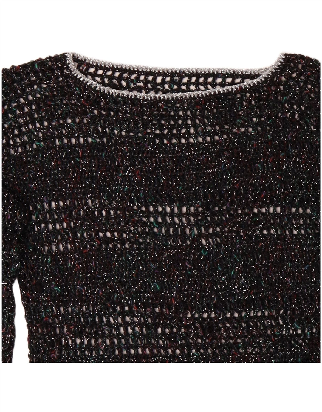 VINTAGE ženski džemper s veznim izrezom UK 12 Srednje raznobojni pjegavi