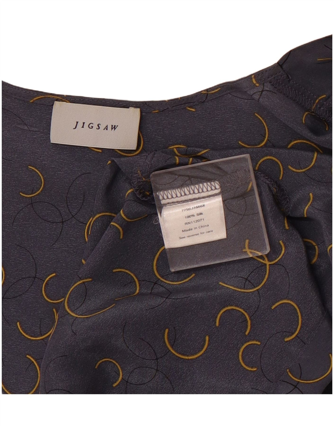 JIGSAW Ženski kardigan kratkih rukava UK 18 XL Siva geometrijska svila