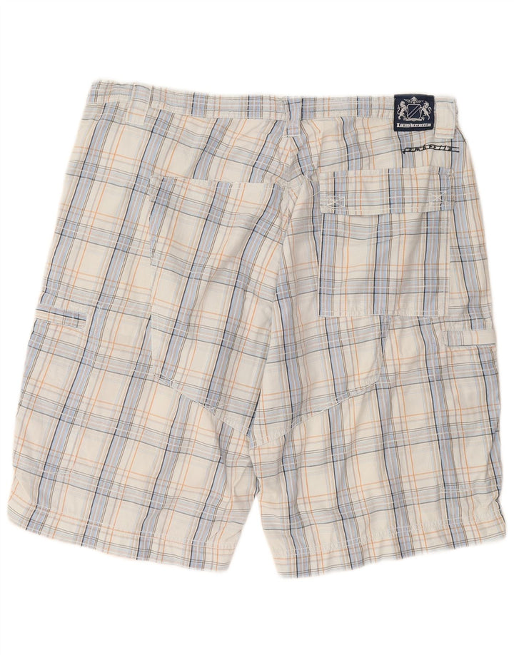LAMBRETTA Mens Cargo Shorts 2XL W38 Blue Check Cotton