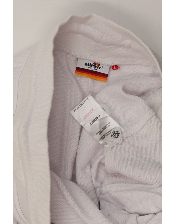 ELLESSE Mens Heritage Graphic Trenirke Hlače velike bijele boje