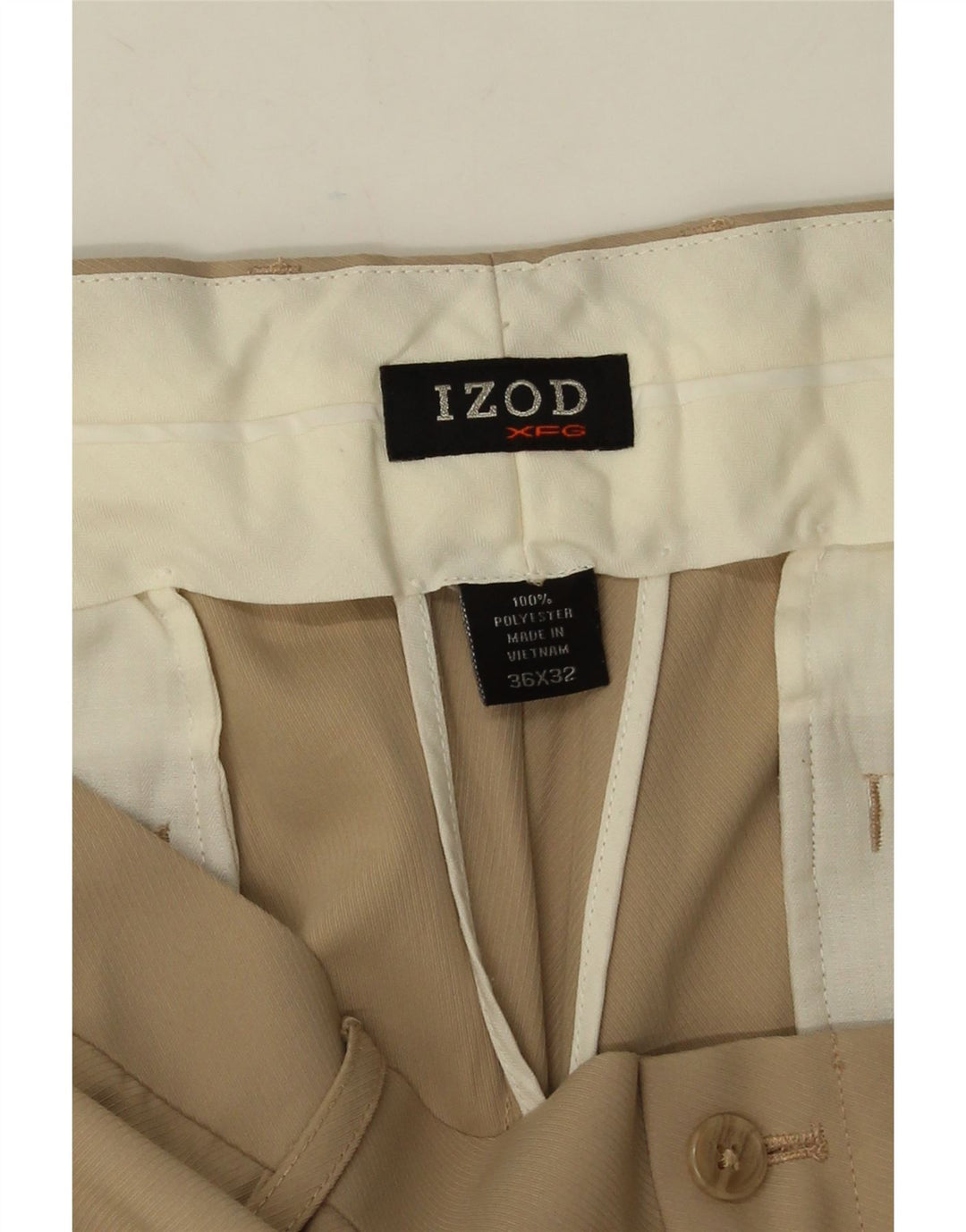 Izod muške ravne chino hlače W36 L32 bež poliester