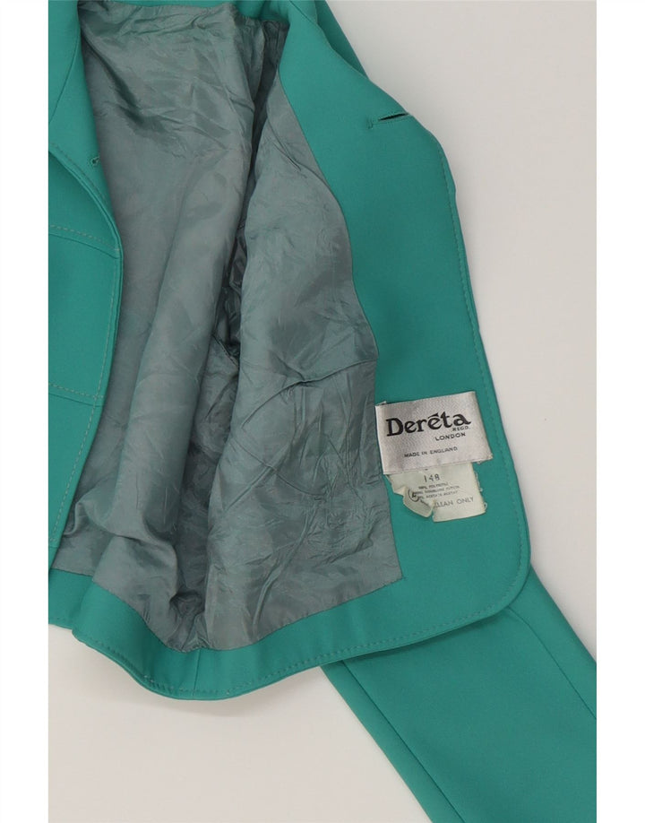 DERETA Girls Blazer Jacket 11-12 Years Turquoise Polyester Vintage Dereta and Second-Hand Dereta from Messina Hembry 