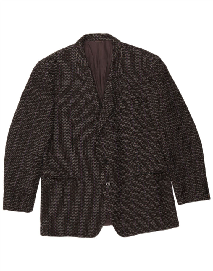 Cerruti 1881 muška jakna s 2 gumba IT 54 2XL siva karirana janjeća vuna