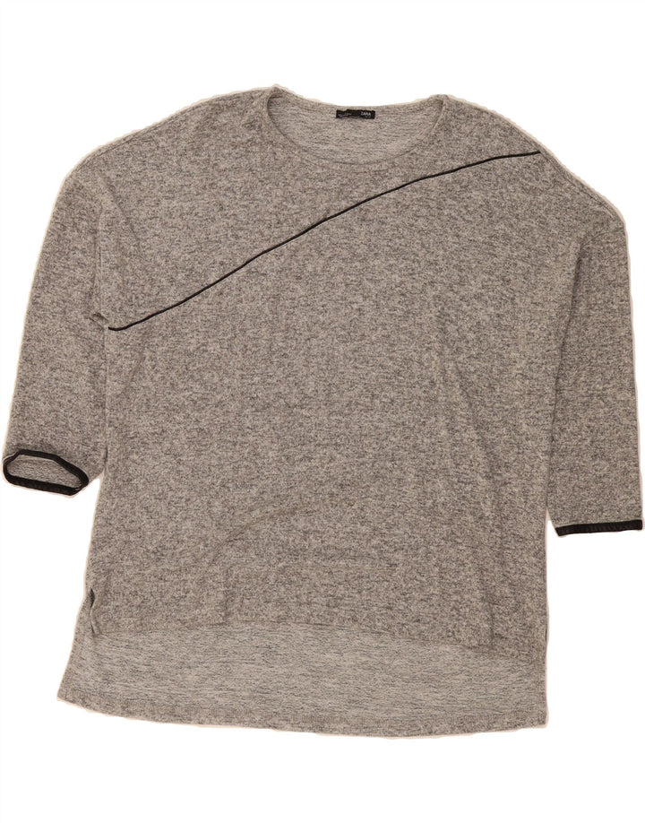 ZARA Womens Top 3/4 Sleeve UK 14 Medium Grey Vintage Zara and Second-Hand Zara from Messina Hembry 