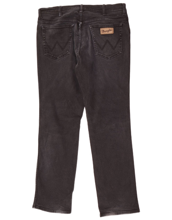Wrangler muške teksaške ravne traperice W36 L32 crni pamuk