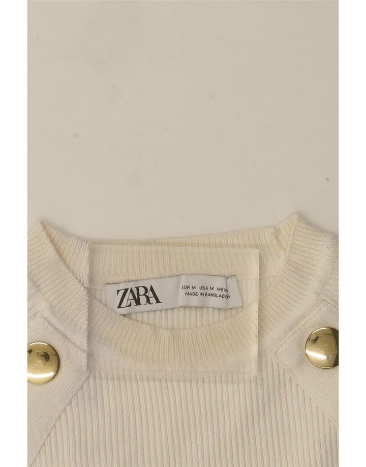 Zara ženski pulover s okruglim izrezom UK 12 srednje bijele boje