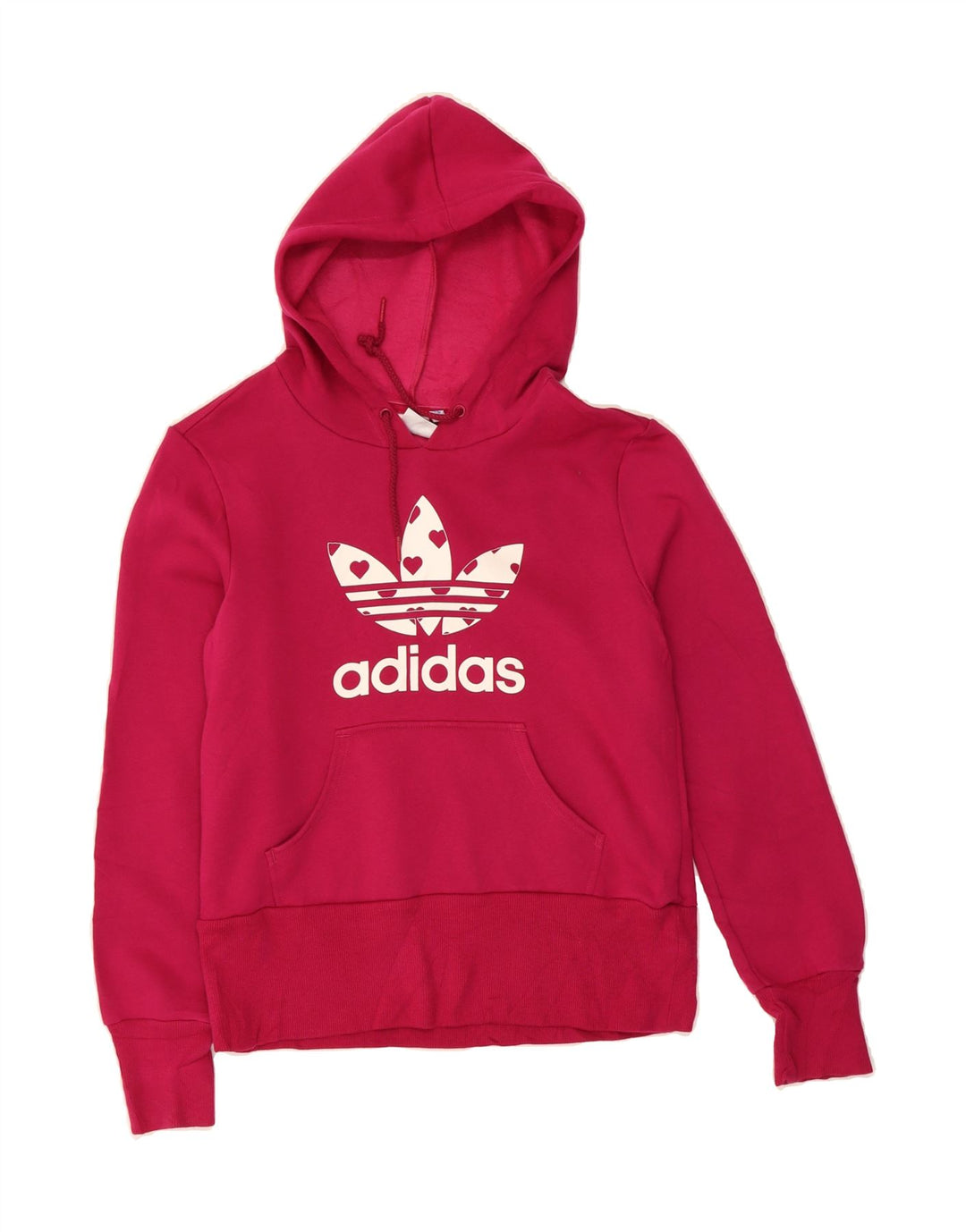ADIDAS Womens Graphic Hoodie Jumper UK 12 Medium Pink Polyester Vintage Adidas and Second-Hand Adidas from Messina Hembry 