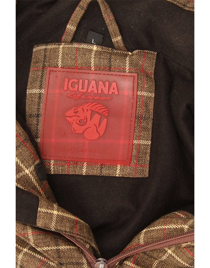 Iguana muška vjetrovka s kapuljačom UK 40 veliki smeđi karirani poliester