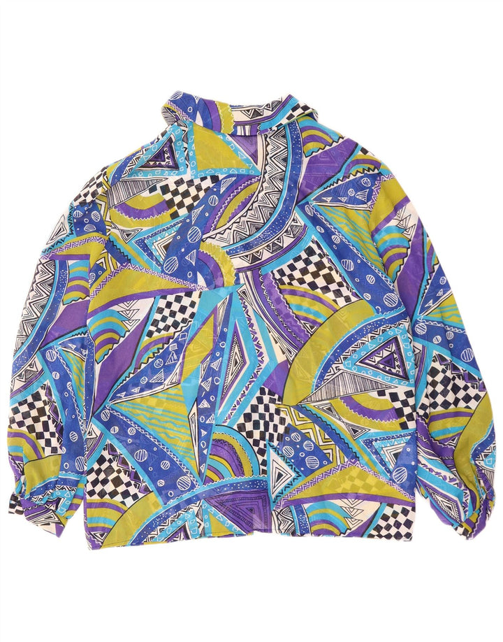 VINTAGE ženska košulja bluza IT 42 srednje plavi geometrijski poliester