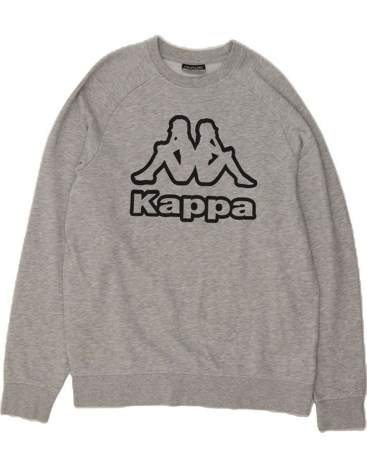 KAPPA Womens Graphic Oversized Sweatshirt Jumper UK 10 Small Grey Cotton Vintage Kappa and Second-Hand Kappa from Messina Hembry 