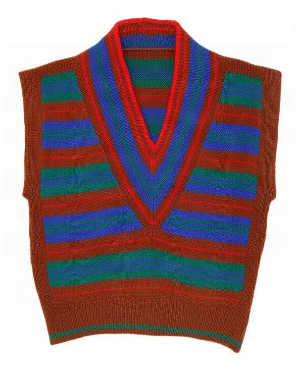 Vintage ženski prsluk bez rukava UK 18 XL na višebojne pruge