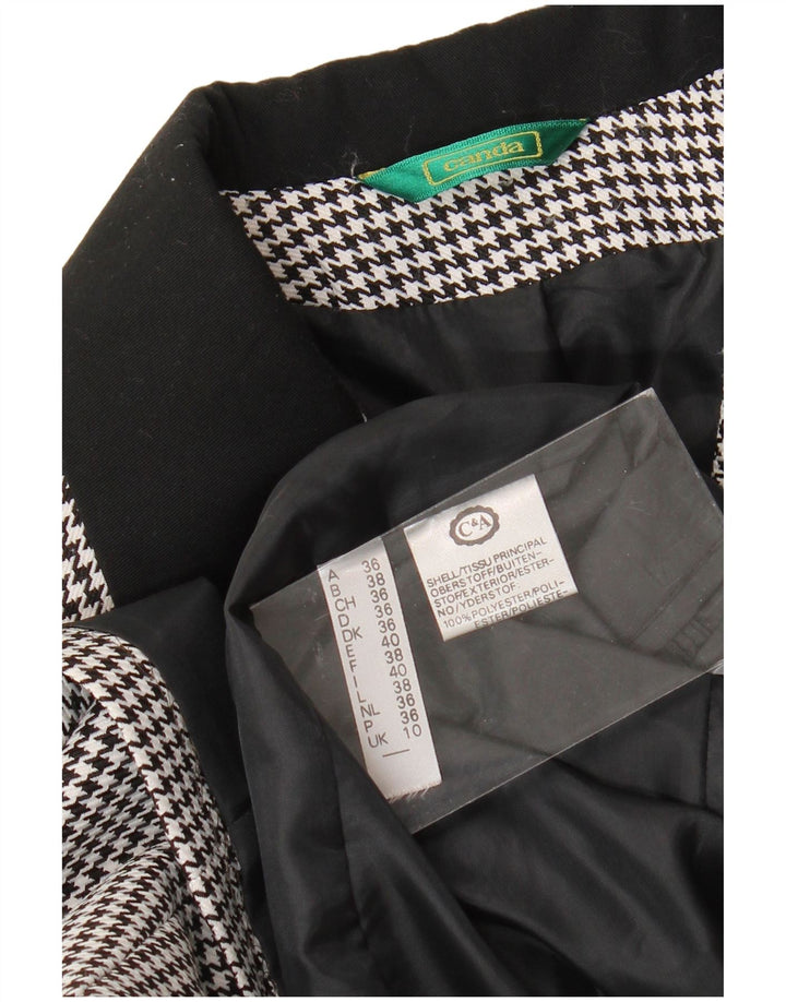 Canda Ženska jakna sa 3 gumba UK 10 Mali crni poliester u obliku ptičje zube