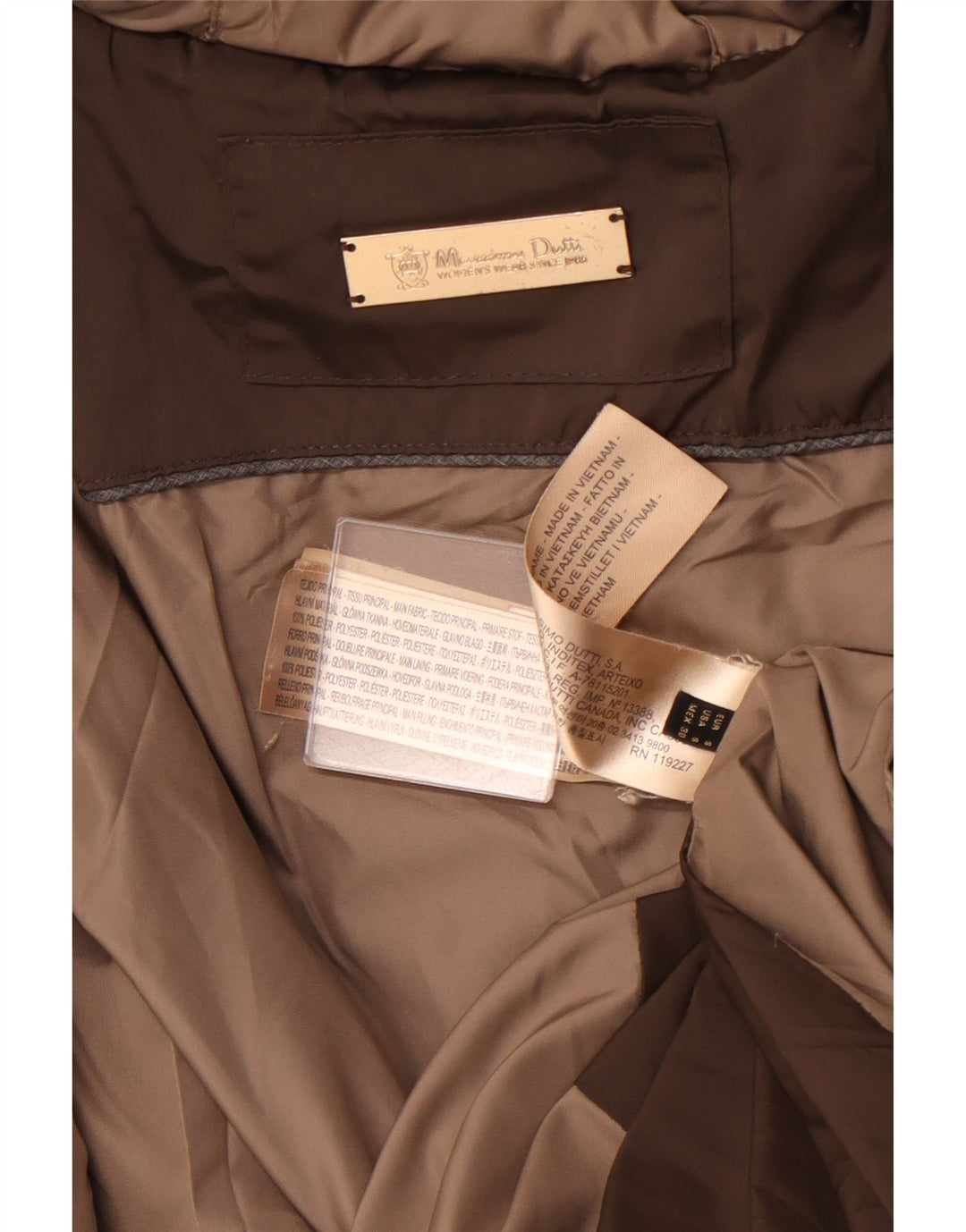 MASSIMO DUTTI Ženski podstavljeni kaput s kapuljačom UK 10 Mali smeđi poliester