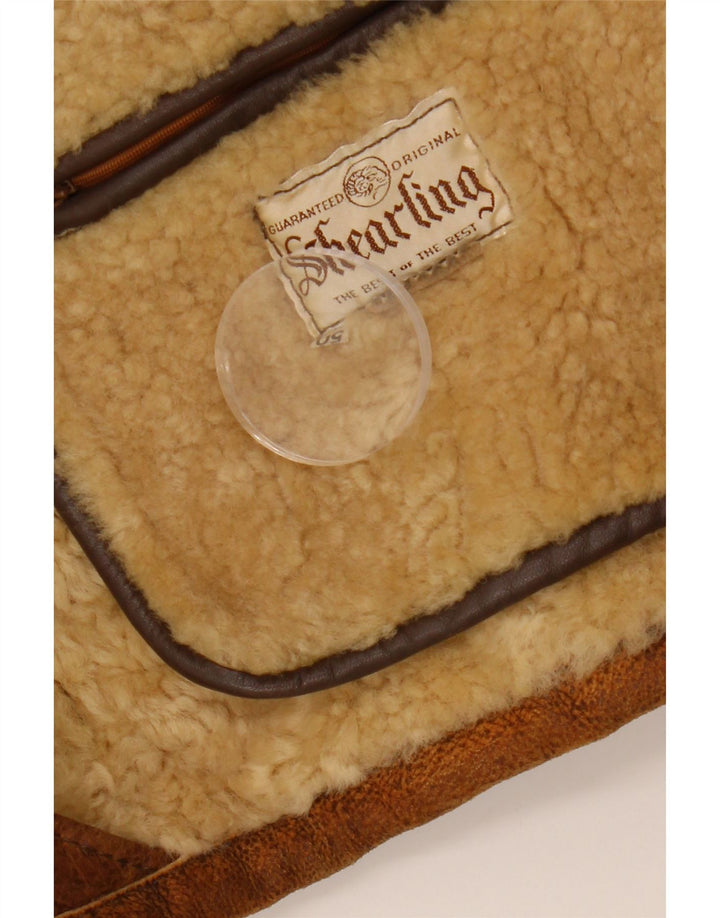 VINTAGE muška jakna od šišmiša s kapuljačom IT 50 Large Brown Shearling