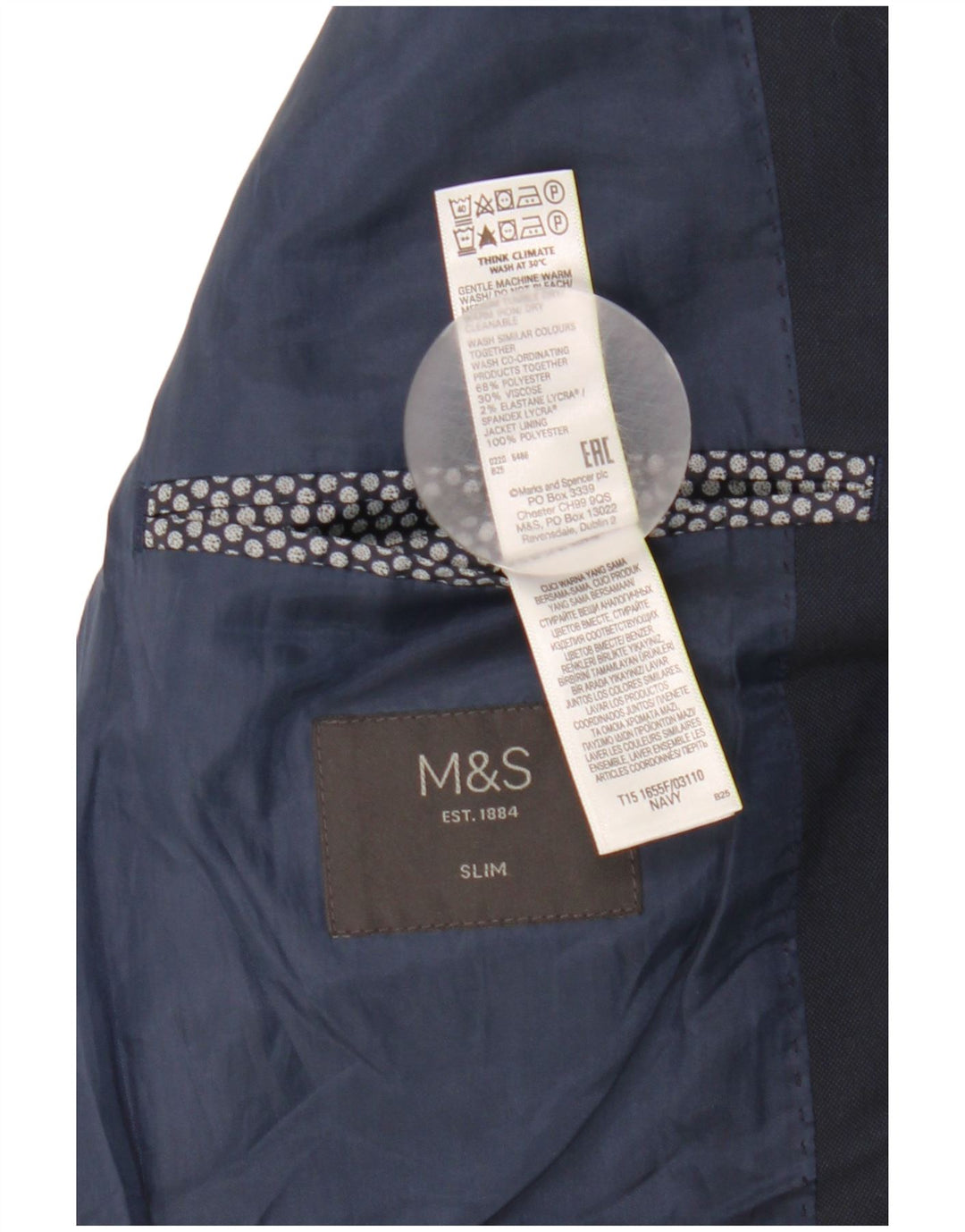 Marks & Spencer muška uska jakna sa 2 gumba UK 38 srednje tamnoplava