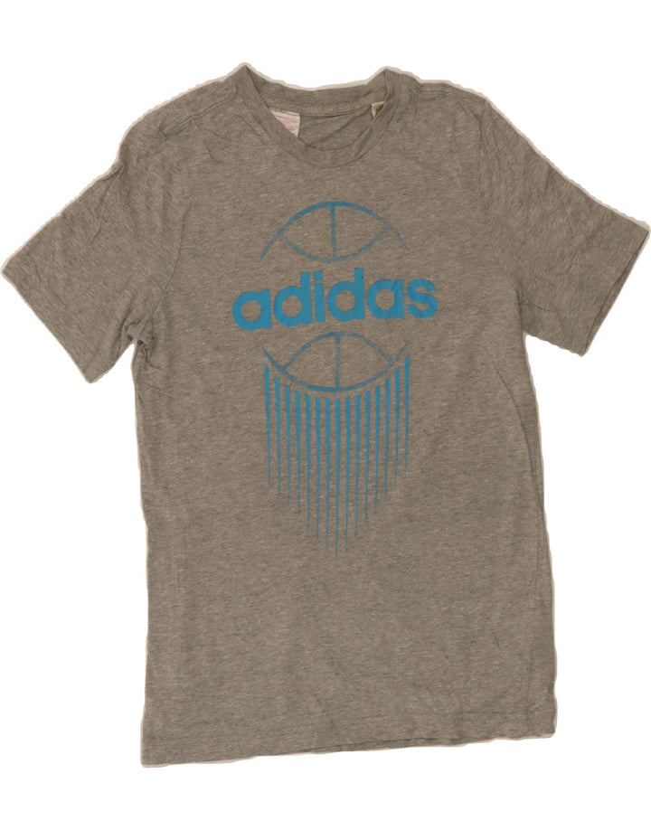 ADIDAS Boys Graphic T-Shirt Top 10-11 Years Grey Vintage Adidas and Second-Hand Adidas from Messina Hembry 