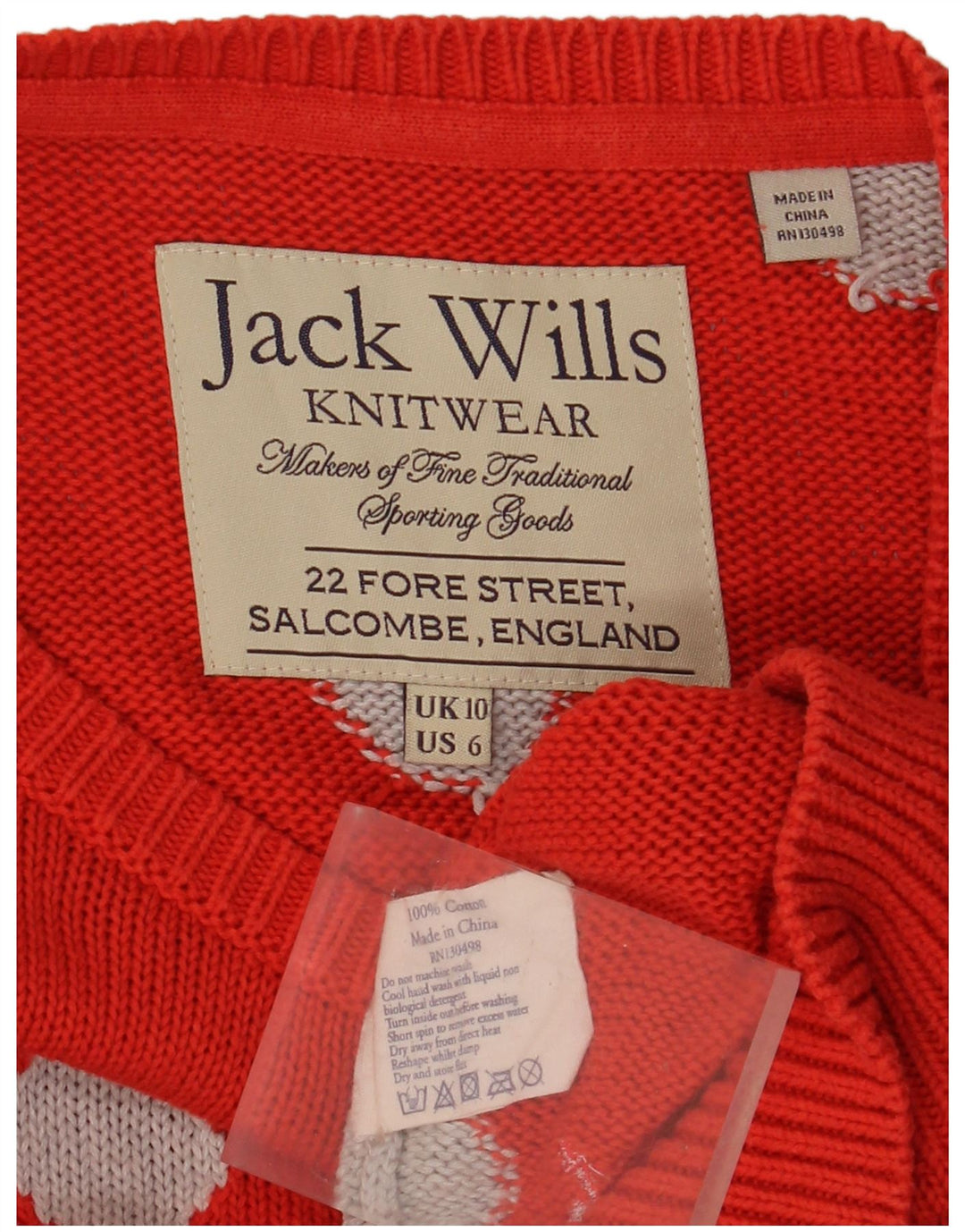 JACK WILLS Ženski džemper s morskim izrezom UK 10 Mala crvena točkica
