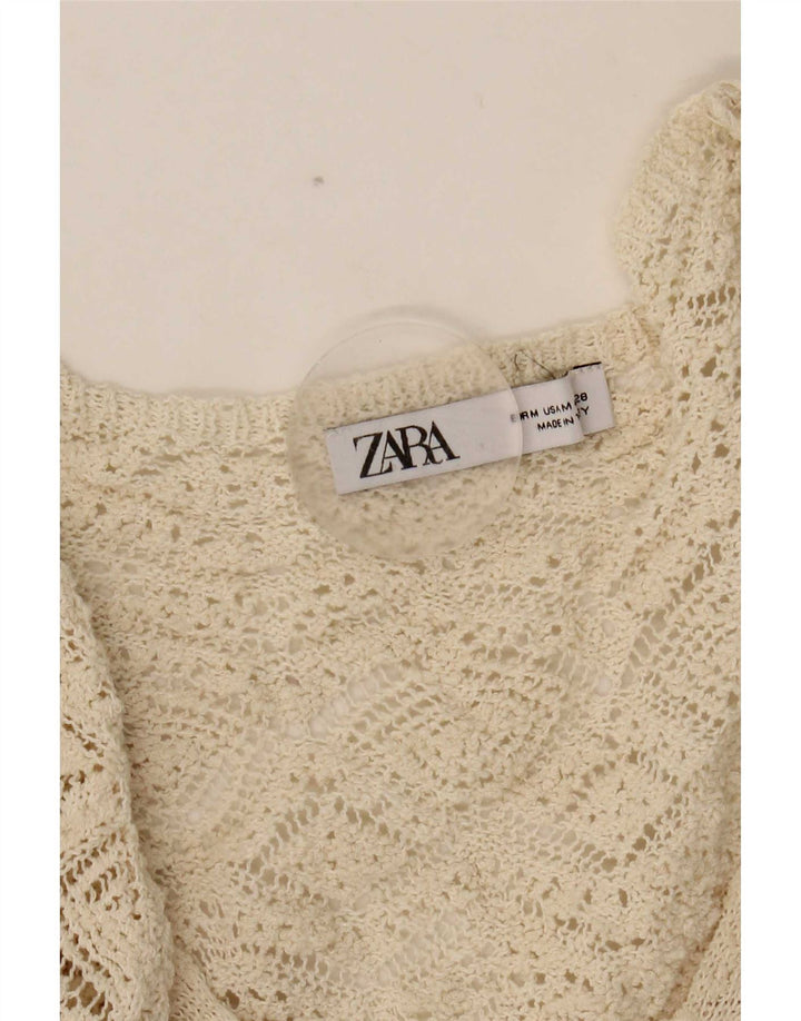 Zara ženska džemper haljina 3/4 rukava UK 12 Srednje bijeli poliester