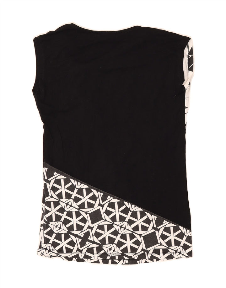 DESIGUAL Womens Abstract Pattern Blouse Top UK 12 Medium Black Viscose Vintage Desigual and Second-Hand Desigual from Messina Hembry 