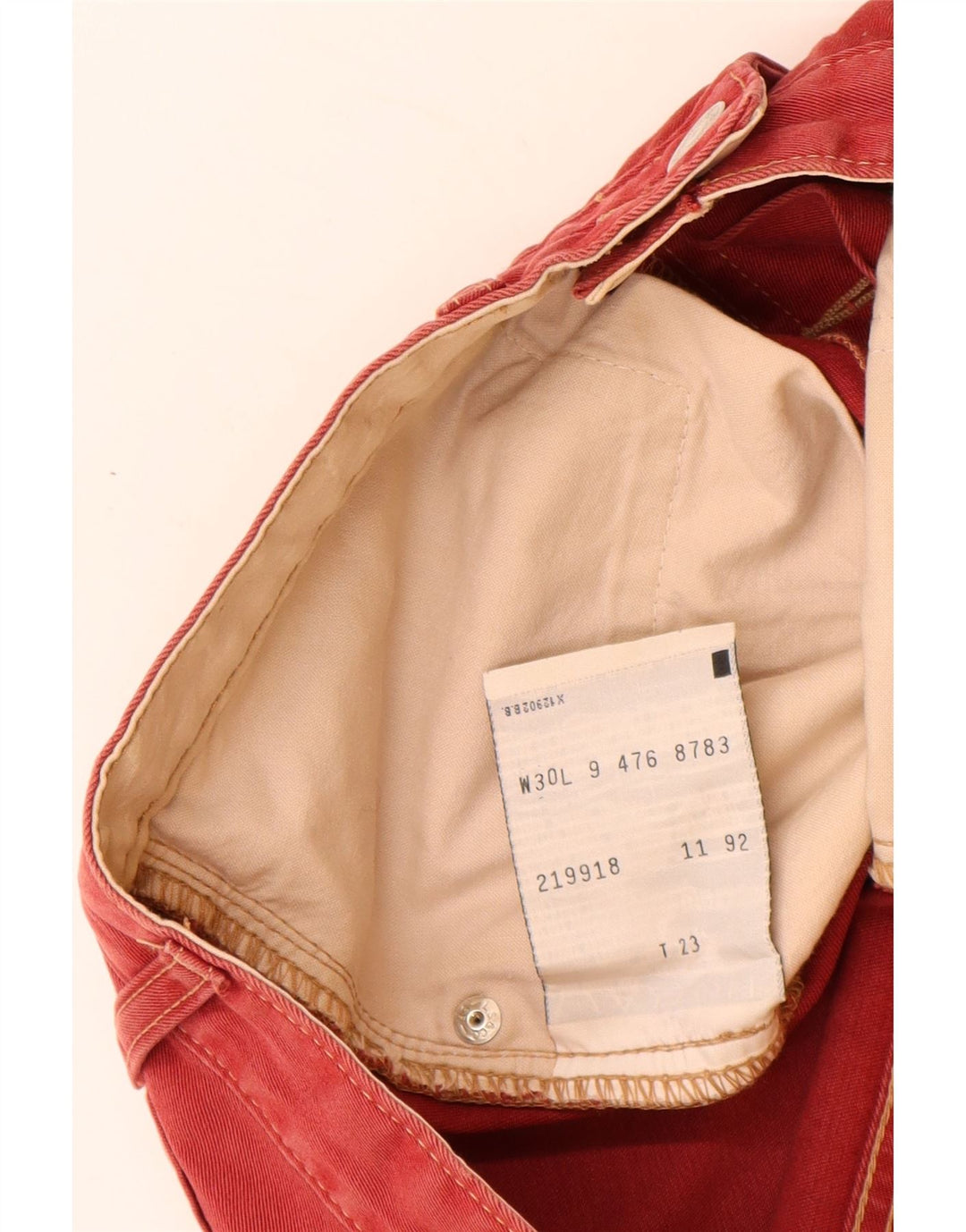 LEVI'S muške kratke traper hlače 476 W30 srednje crvene boje pamuka