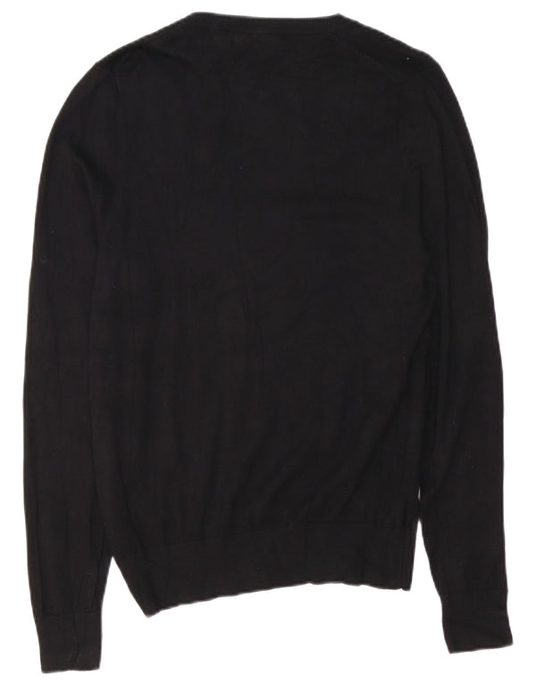 Zara Mens V-Neck Jumper Sweater Medium Black