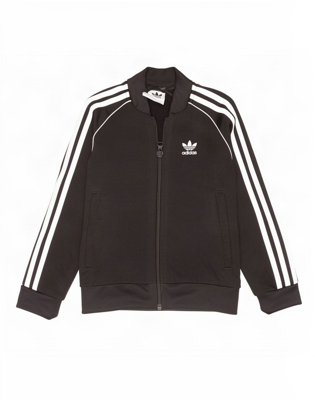 Gornja jakna od trenirke Adidas za djevojčice 5-6 godina, crni poliester