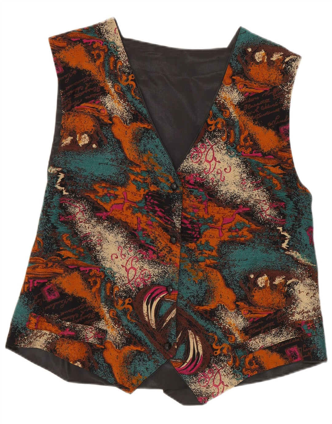 Vintage ženski prsluk s apstraktnim uzorkom UK 14 srednje višebojan