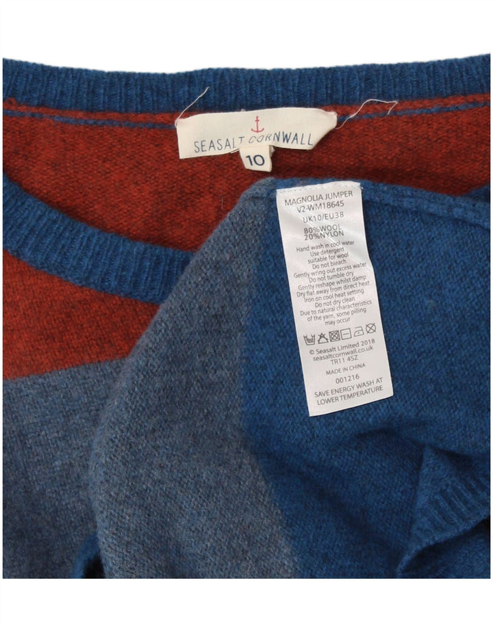 SEASALT CORNWALL Ženski džemper s morskim izrezom UK 10 Mali plavi na pruge