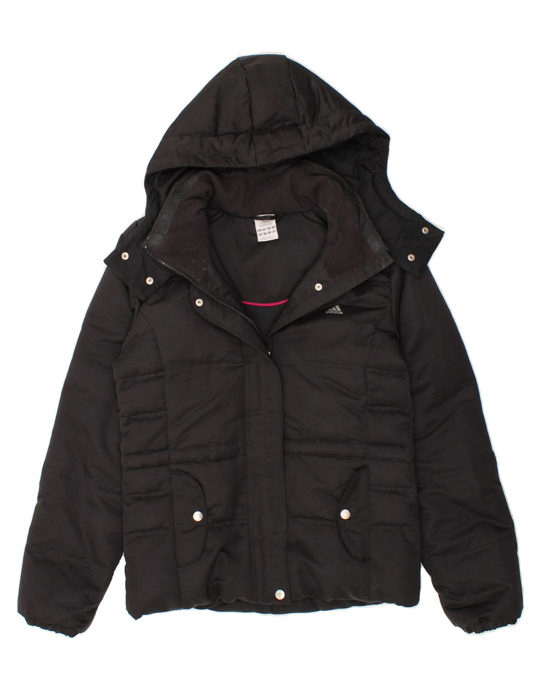ADIDAS Womens Hooded Padded Jacket UK 12 Medium  Black Vintage Adidas and Second-Hand Adidas from Messina Hembry 