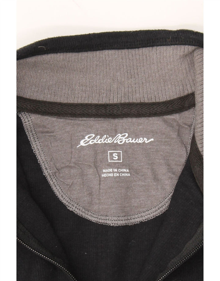 EDDIE BAUER Mens Zip Neck Sweatshirt Jumper Small Black Cotton Vintage Eddie Bauer and Second-Hand Eddie Bauer from Messina Hembry 
