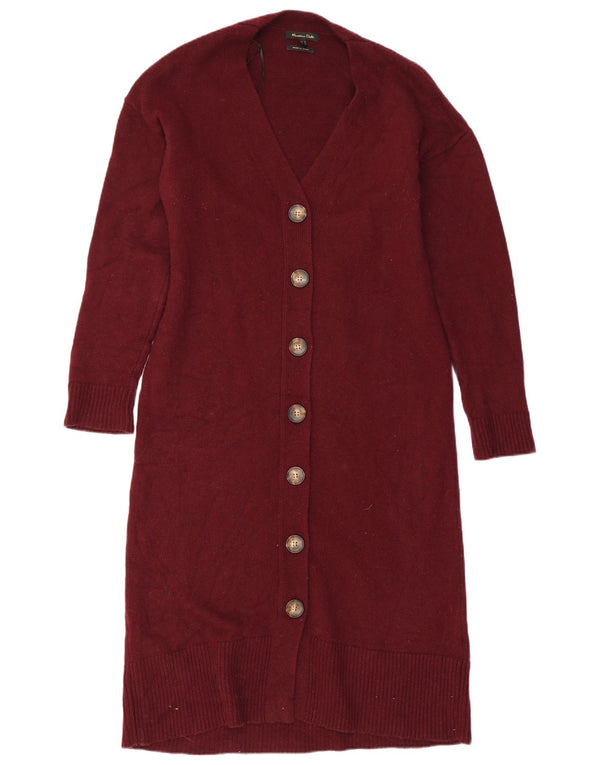 Massimo Dutti ženski dugi kardigan pulover UK 10 Small Burgundy Wool