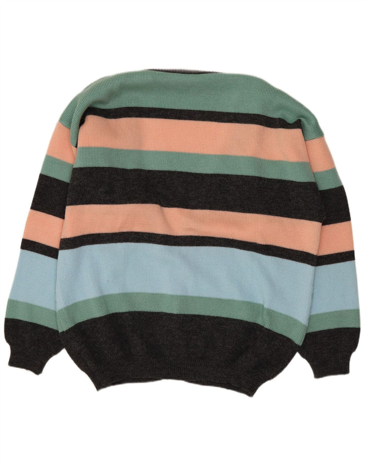 VINTAGE muški kardigan džemper IT 52/54 Veliki višebojni pošteni pulover