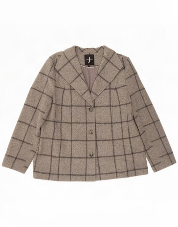 Ženska jakna Jasper Conran s 3 gumba UK 16 Large Gray Check Wool