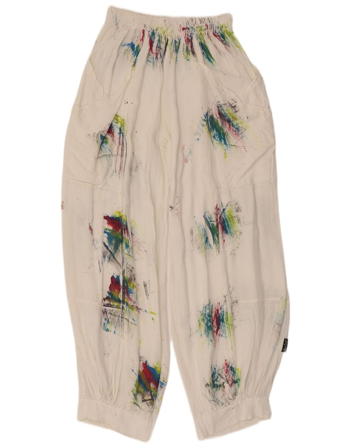 Vintage ženske harem hlače srednje veličine W28 L29 bijela tie dye viskoza