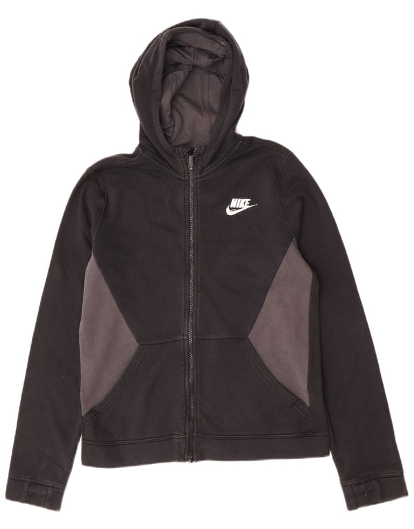 Nike Boys Zip Hoodie pulover 13-14 Years XL Black Colourblock Pamuk