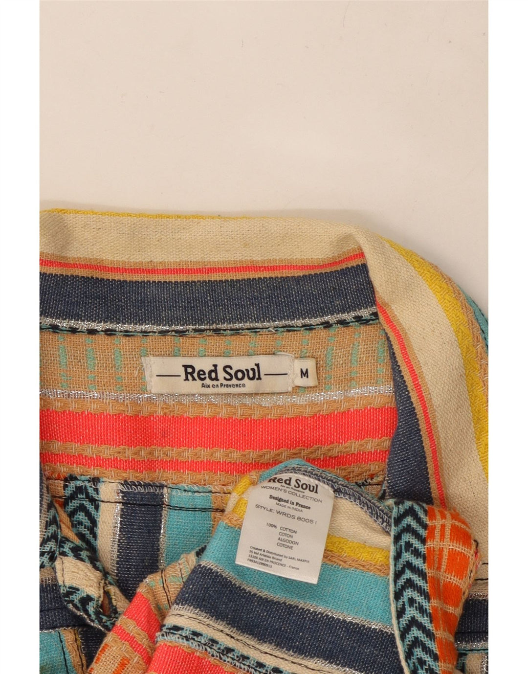 VINTAGE Ženska pomoćna jakna UK 12 Srednji raznobojni prugasti pamuk