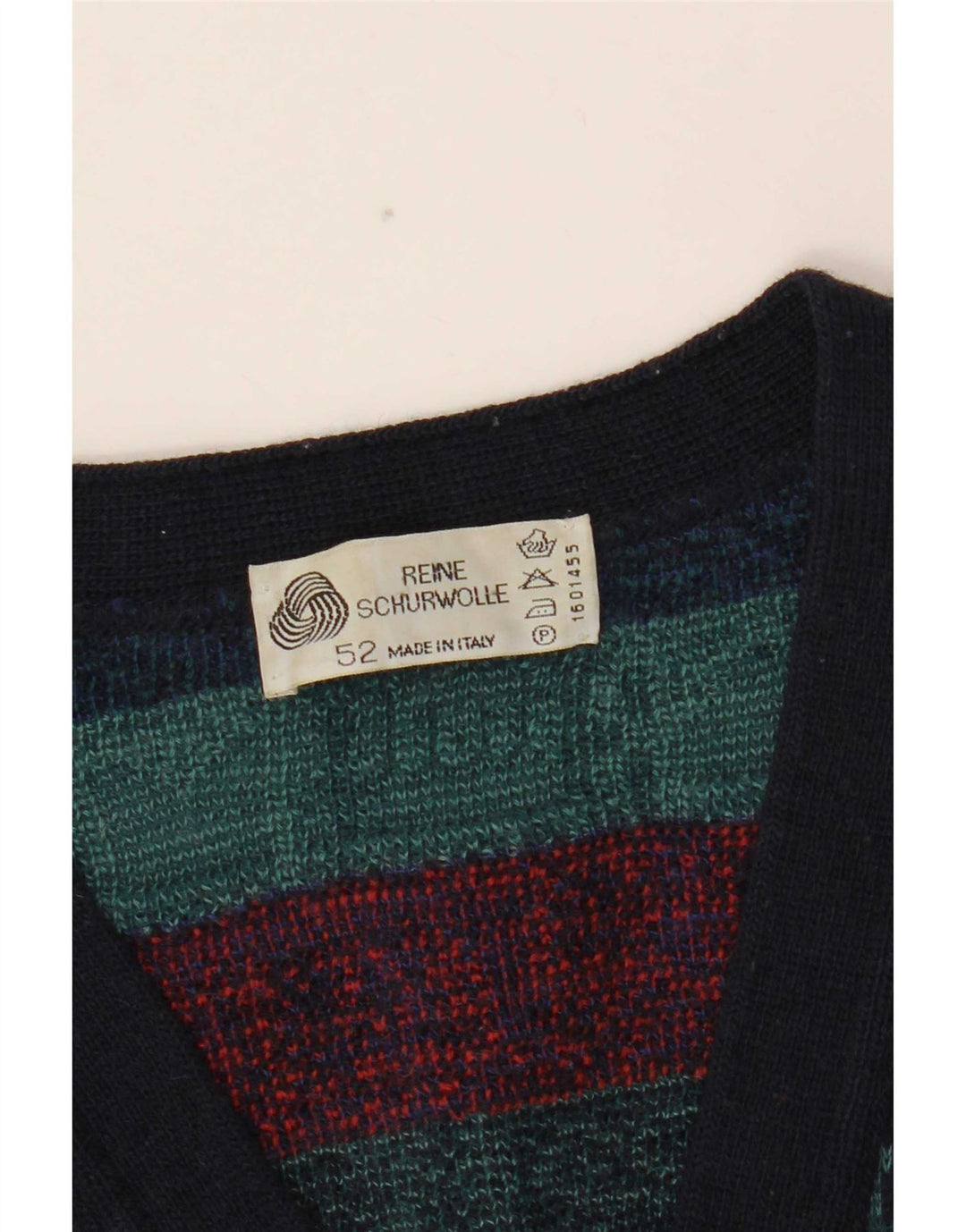 Vintage muški kardigan pulover IT 52 Velika raznobojna geometrijska vuna