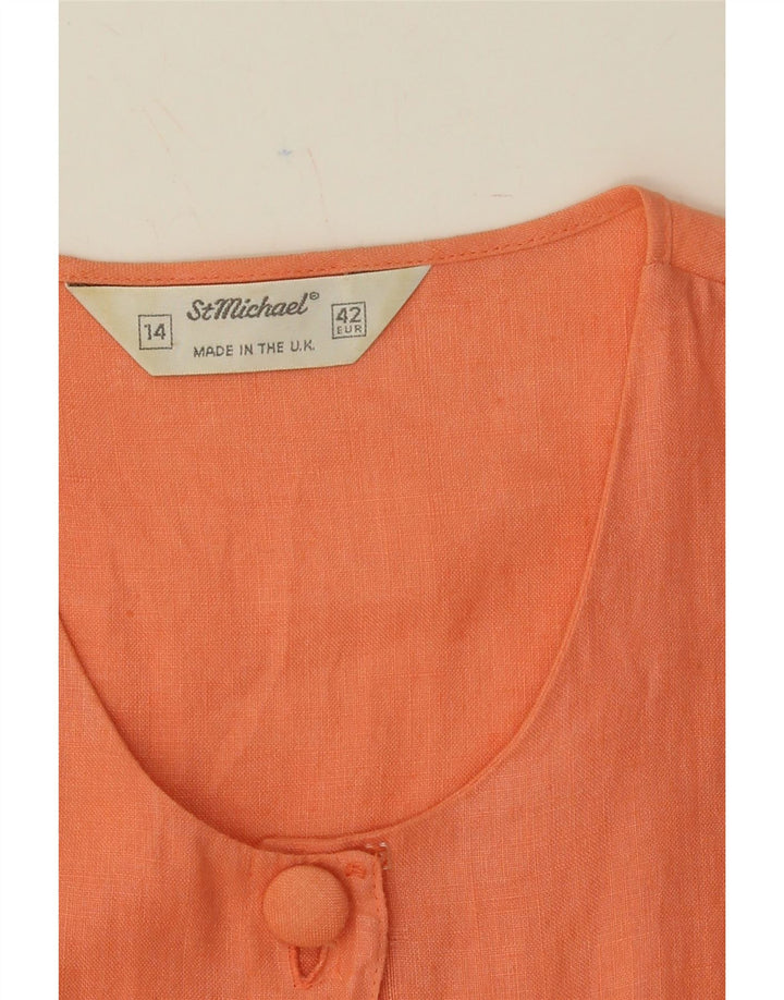ST MICHAEL Womens Shirt Dress UK 14 Large  Orange Vintage St Michael and Second-Hand St Michael from Messina Hembry 