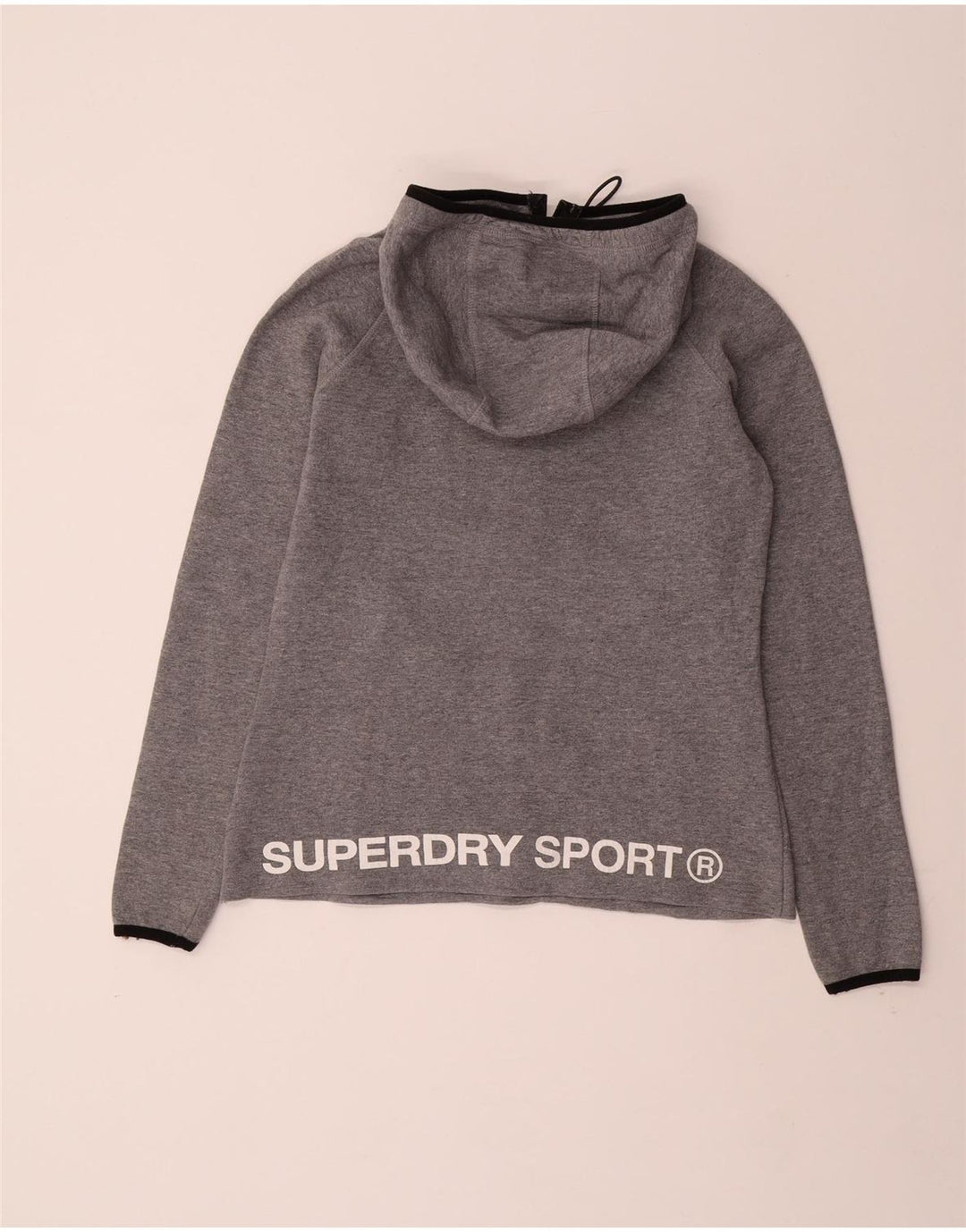 SUPERDRY ženski pulover s kapuljačom i izrezom s grafičkim zatvaračem UK 10 Mali sivi